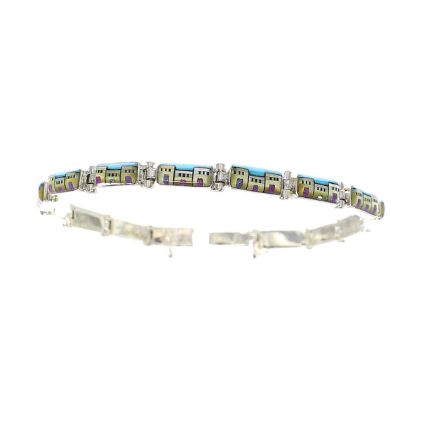 Southwestern Multicolor Native American Design Link Bracelet EX28396