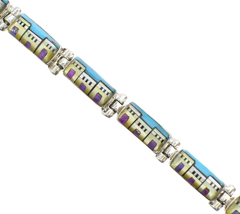 Southwestern Multicolor Native American Design Link Bracelet EX28396