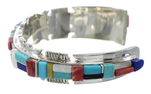Multicolor Inlay And Sterling Silver Southwest Cuff Bracelet EX27443