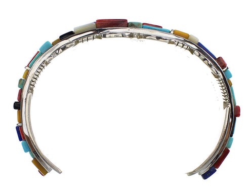 Multicolor Inlay And Sterling Silver Southwest Cuff Bracelet EX27443