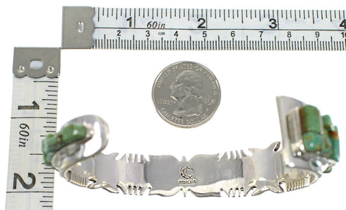 Turquoise Inlay Jewelry Genuine Sterling Silver Cuff Bracelet EX27436