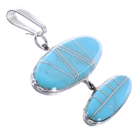 Turquoise And Silver Southwest Pendant AX99118