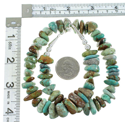 Silver Turquoise Navajo Bead Necklace AX99935