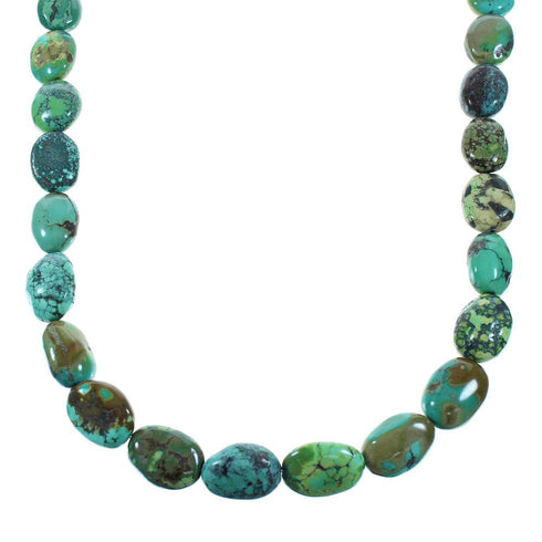 Genuine Sterling Silver Turquoise Navajo Bead Necklace AX102112