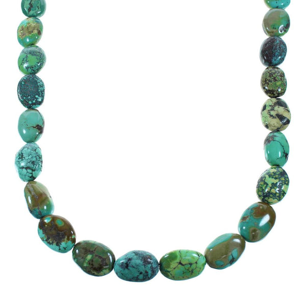 Genuine Sterling Silver Turquoise Navajo Bead Necklace AX102112
