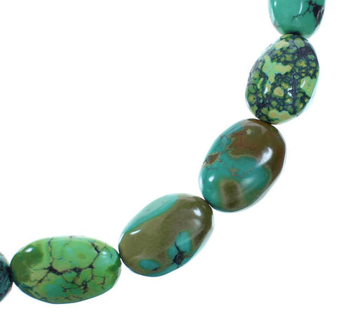 Genuine Sterling Silver Turquoise Navajo Bead Necklace AX102112