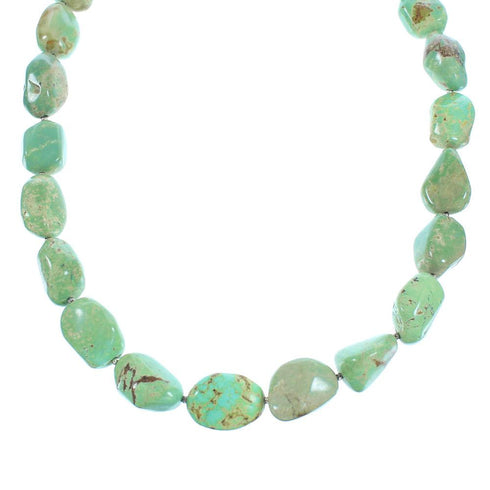 American Indian Navajo Sterling Silver Turquoise Bead Necklace TX104332