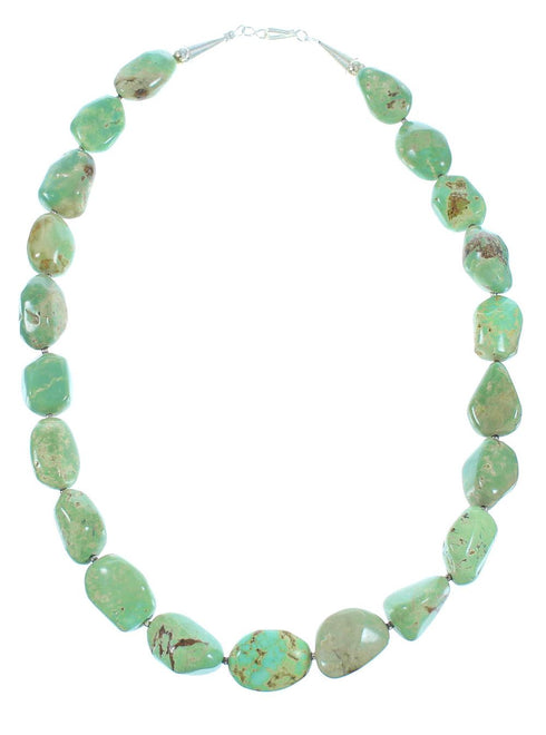 American Indian Navajo Sterling Silver Turquoise Bead Necklace TX104332