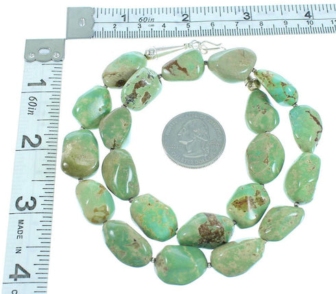American Indian Navajo Sterling Silver Turquoise Bead Necklace TX104332