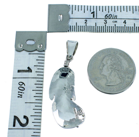 Turquoise Southwest Feather Silver Pendant GS73564