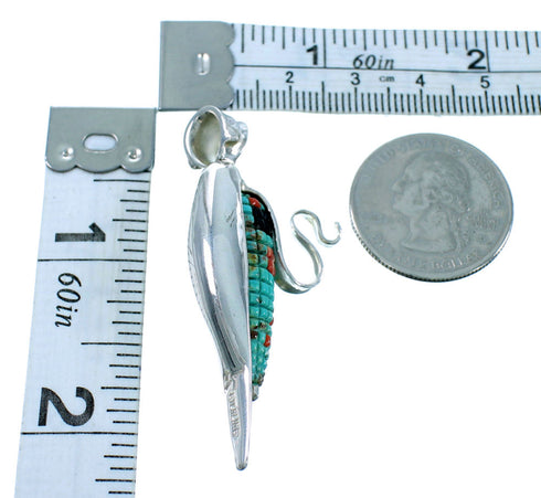 Southwestern Silver Multicolor Corn Reversible Pendant MW77575