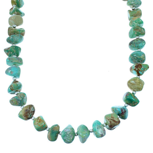 Genuine Sterling Silver Navajo Turquoise Bead Necklace SX108050