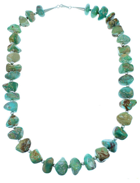 Genuine Sterling Silver Navajo Turquoise Bead Necklace SX108050