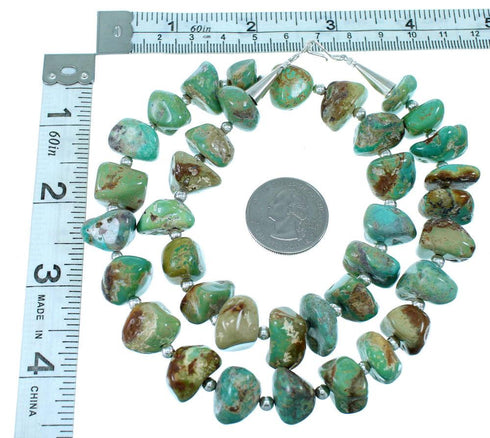 Genuine Sterling Silver Navajo Turquoise Bead Necklace SX108050