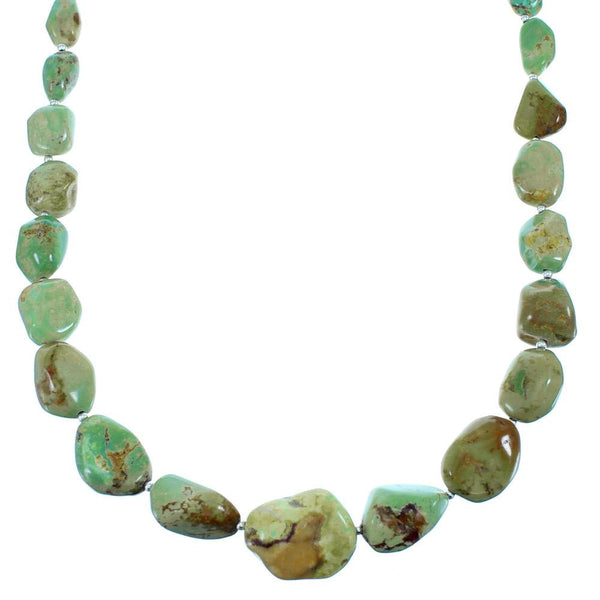 Native American Sterling Silver Kingman Turquoise Bead Necklace RX108081