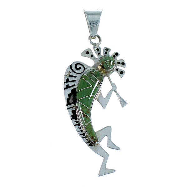 Kokopelli Turquoise Inlay Sterling Silver Pendant JW66295