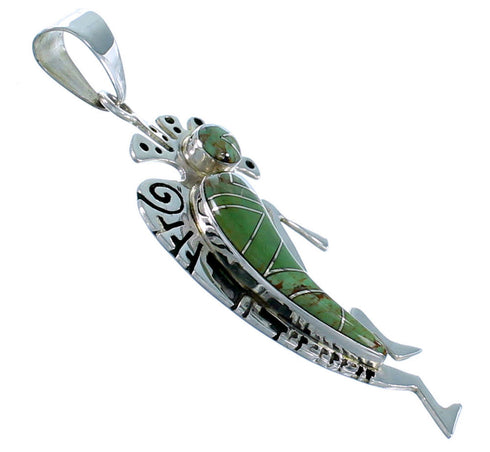 Kokopelli Turquoise Inlay Sterling Silver Pendant JW66295