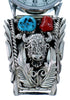Turquoise Coral Genuine Sterling Silver Navajo Buffalo Watch RX108565