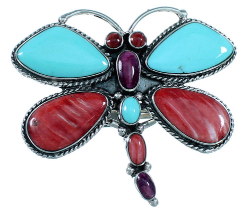 Multicolor Dragonfly Southwest Sterling Silver Ring Size 6-3/4 PS72579