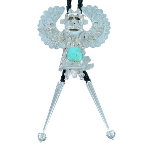 Navajo Kachina Figure Sterling Silver Turquoise Bolo Tie SX110193