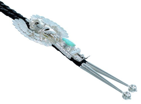 Navajo Kachina Figure Sterling Silver Turquoise Bolo Tie SX110193