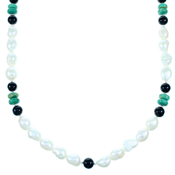 Multicolor Navajo Genuine Sterling Silver Bead Necklace SX111114