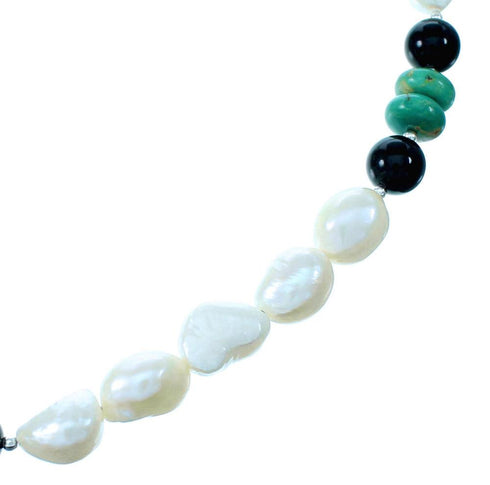 Multicolor Navajo Genuine Sterling Silver Bead Necklace SX111114