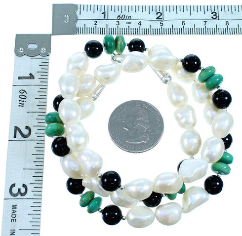 Multicolor Navajo Genuine Sterling Silver Bead Necklace SX111114