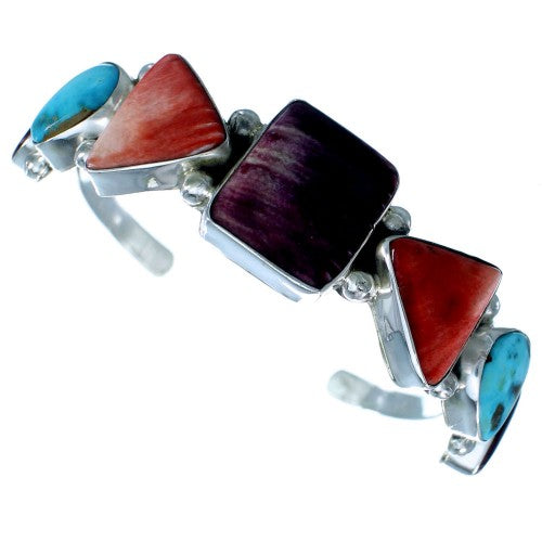 Navajo Turquoise And Oyster Shell Sterling Silver Cuff Bracelet SX111234