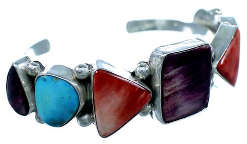 Navajo Turquoise And Oyster Shell Sterling Silver Cuff Bracelet SX111234