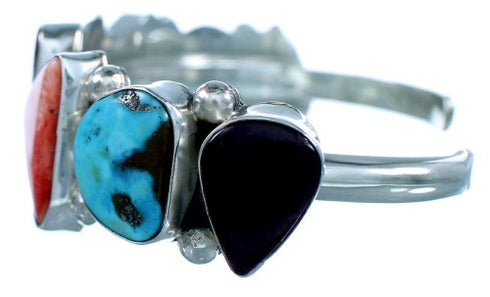 Navajo Turquoise And Oyster Shell Sterling Silver Cuff Bracelet SX111234