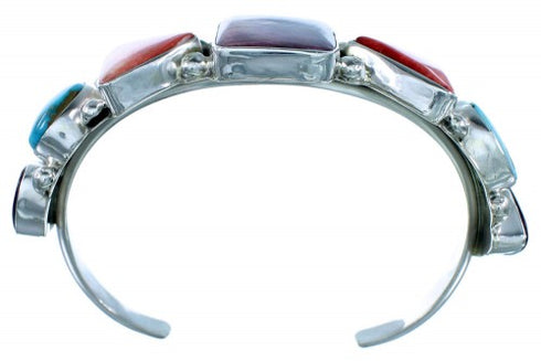 Navajo Turquoise And Oyster Shell Sterling Silver Cuff Bracelet SX111234