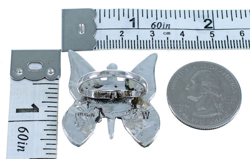 Genuine Sterling Silver And Multicolor Butterfly Southwestern Ring Size 8-1/4 RX112890