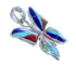 Multicolor And Sterling Silver Southwestern Butterfly Pendant SX11892