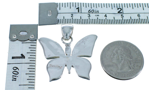 Multicolor And Sterling Silver Southwestern Butterfly Pendant SX11892