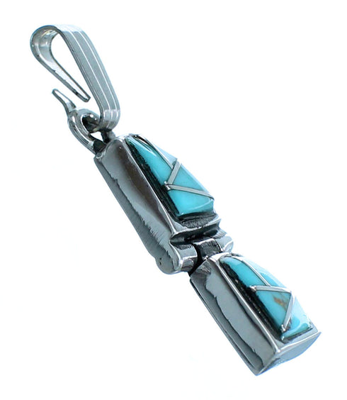 Southwest Turquoise Inlay Genuine Sterling Silver Pendant RX113973
