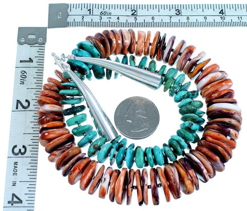 Southwestern Sterling Silver Turquoise And Oyster Shell Bead Necklace RX114150