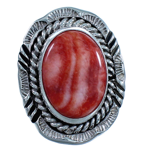 American Indian Sterling Silver Red Oyster Shell Ring Size 7 CS117681