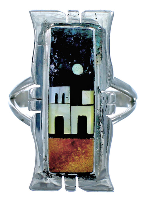 Native American Pueblo Design Multicolor Ring Size 6-1/2 RX117561