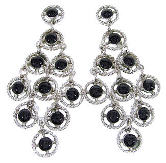 Jet Sterling Silver Chandelier Earrings OS61124