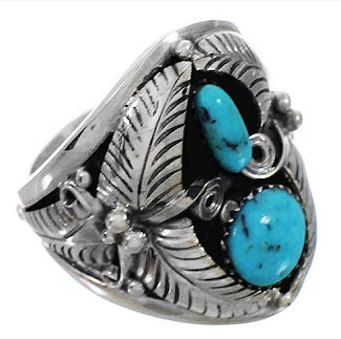 Southwest Genuine Sterling Silver Turquoise Ring Size 8-3/4 CX51848