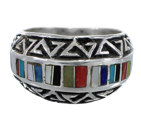 Water Wave Sterling Silver Multicolor Southwest Ring Size 5-1/2 YX75516