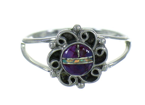 Sterling Silver Magenta Turquoise And Opal Inlay Ring Size 5-1/2 RX102051