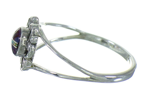 Sterling Silver Magenta Turquoise And Opal Inlay Ring Size 5-1/2 RX102051