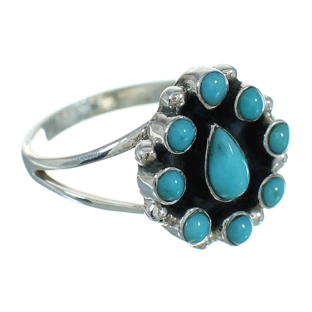 Genuine Sterling Silver Southwest Turquoise Jewelry Ring Size 7 QX8470 ...