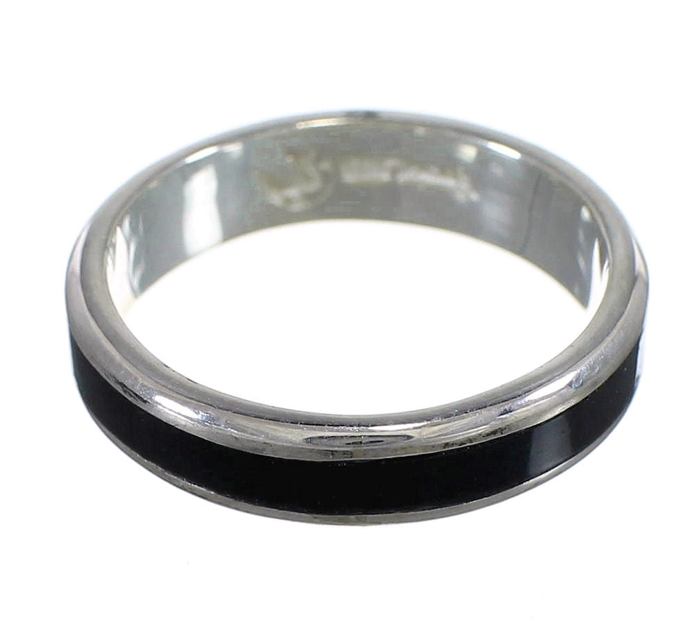 Jet Inlay Sterling Silver Southwestern Ring Size 8-1/2 AX88996 ...