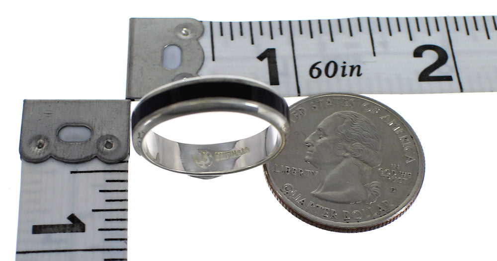 Jet Inlay Sterling Silver Southwestern Ring Size 8-1/2 AX88996 ...