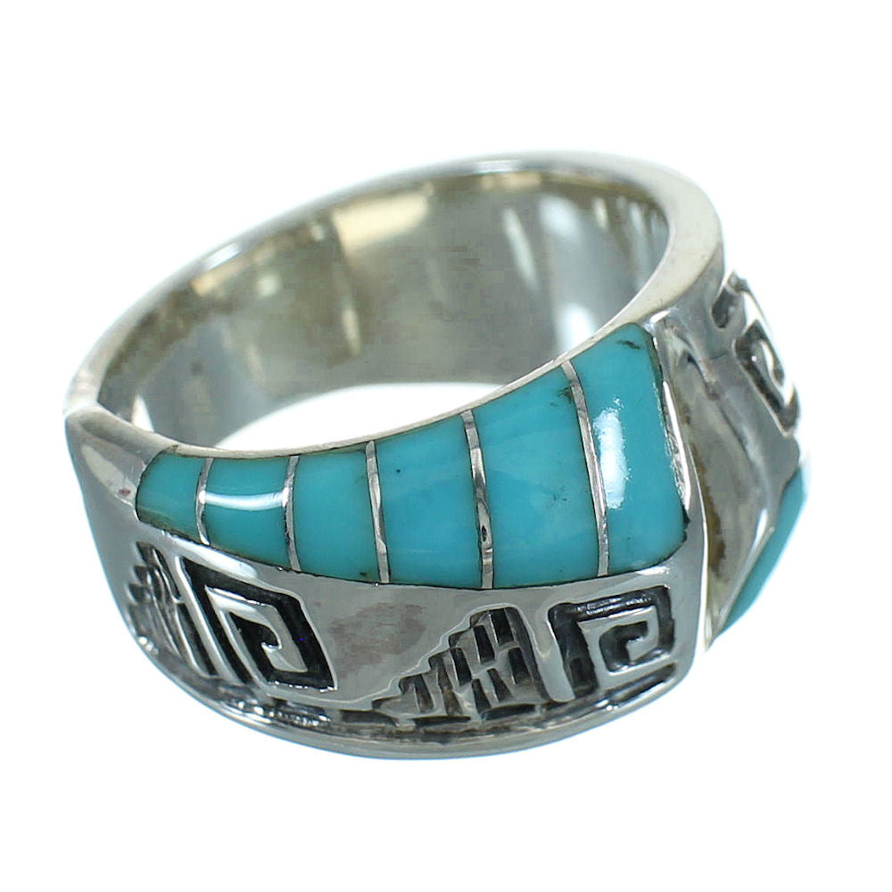 Genuine Sterling Silver Turquoise Water Wave Ring Size 5-1/4 FX91773 ...