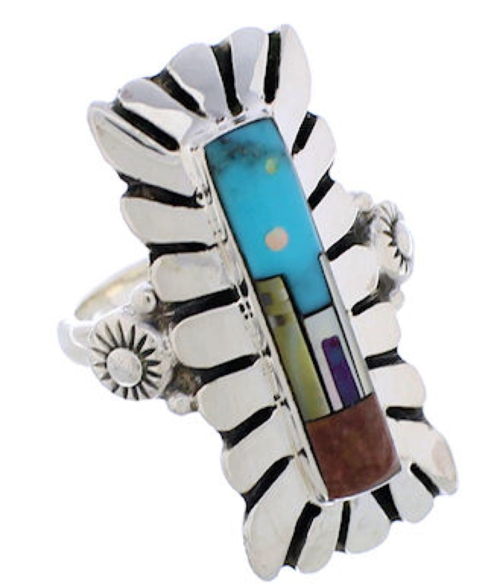 Multicolor Native American Pueblo Design Ring Size 4-3/4 EX42362 ...