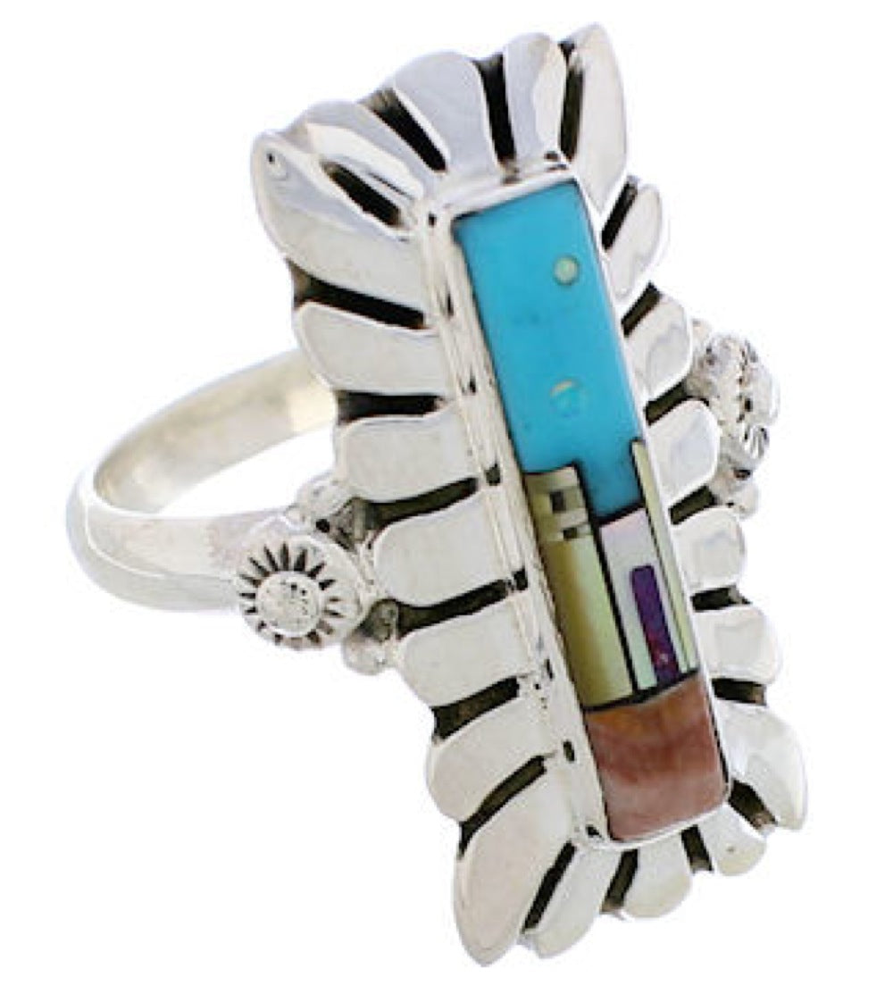 Multicolor Native American Pueblo Design Ring Size 7-3/4 EX42370 ...